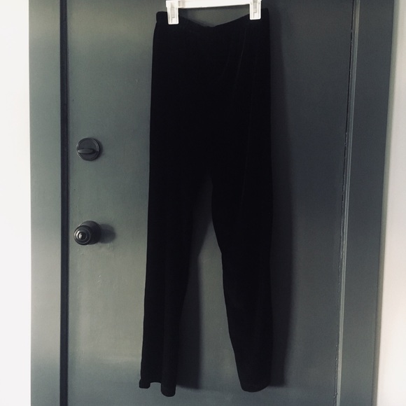 Vintage Black Velvet Wide Leg Pants - S/M USA 🇺🇸 - Picture 2 of 5